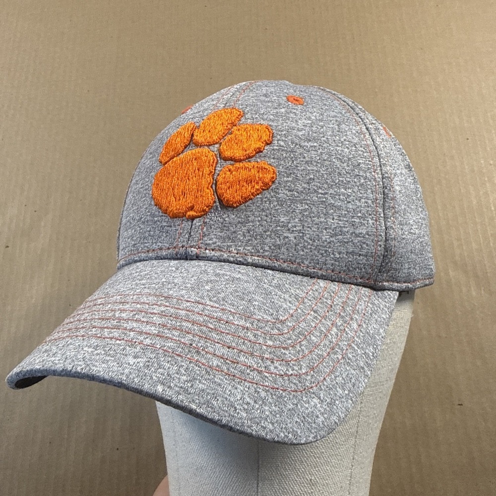 Clemson Tigers Fitted Hat Gray Embroidered Pawprint Logo NCAA, Fan Favorite